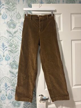 B SIDES Corduroy Button-Front Pants in Brown